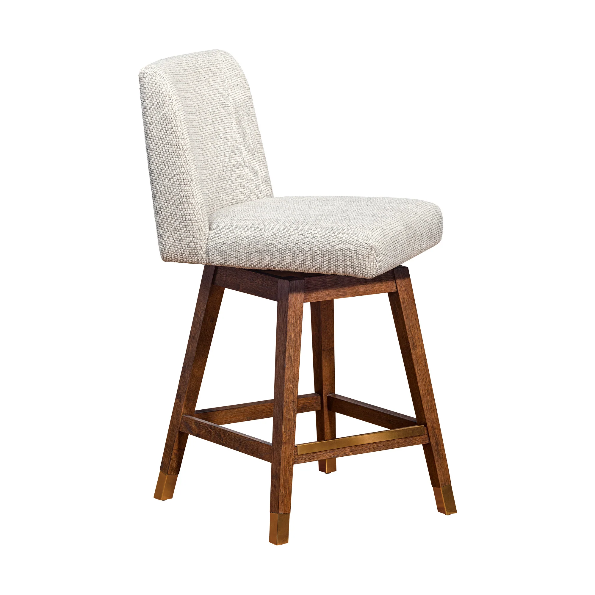 Beige And Brown Solid Wood Swivel Bar Height Bar Chair By Homeroots - Image 2