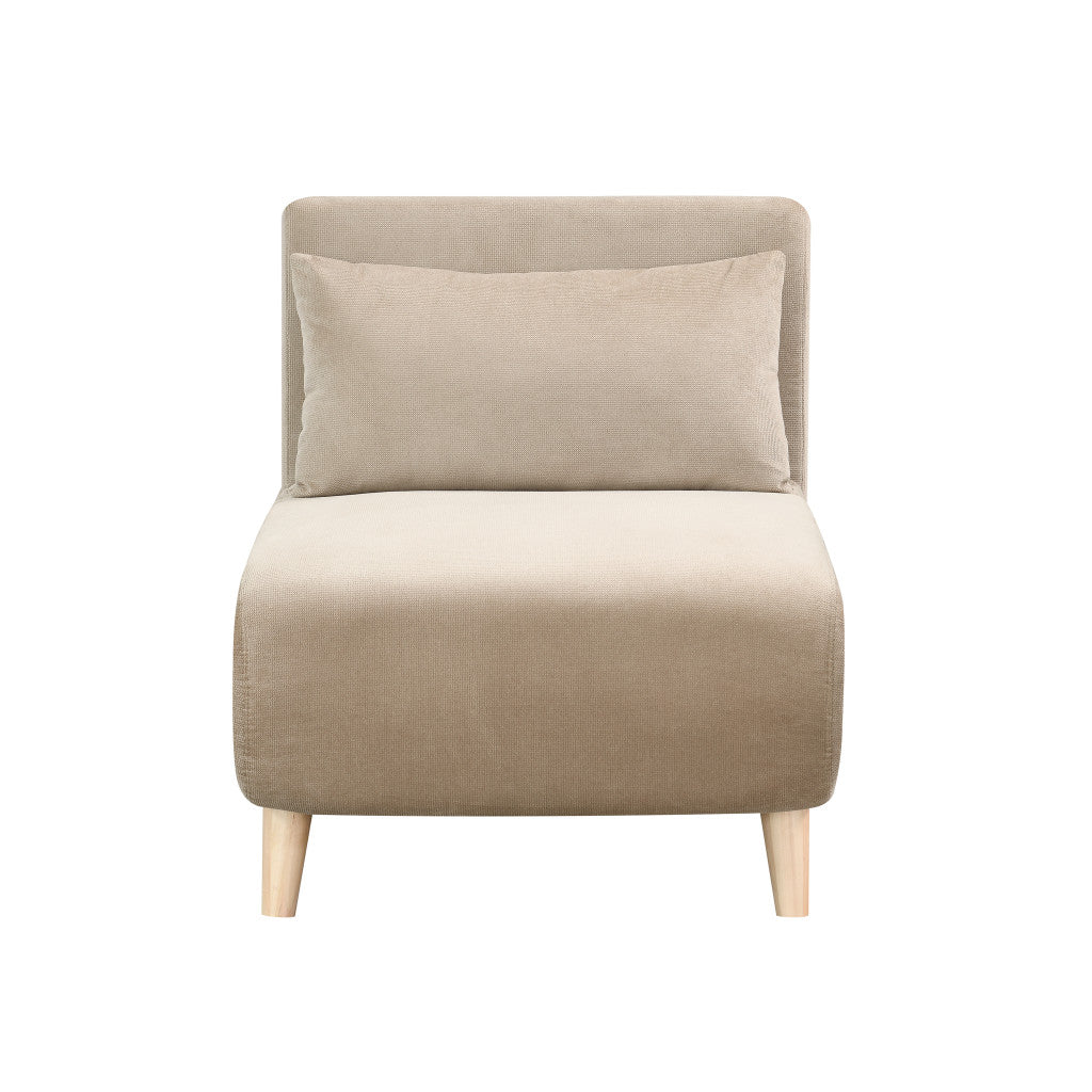 Beige and Natural Upholstered Slipper Chair And Toss Pillow By Homeroots