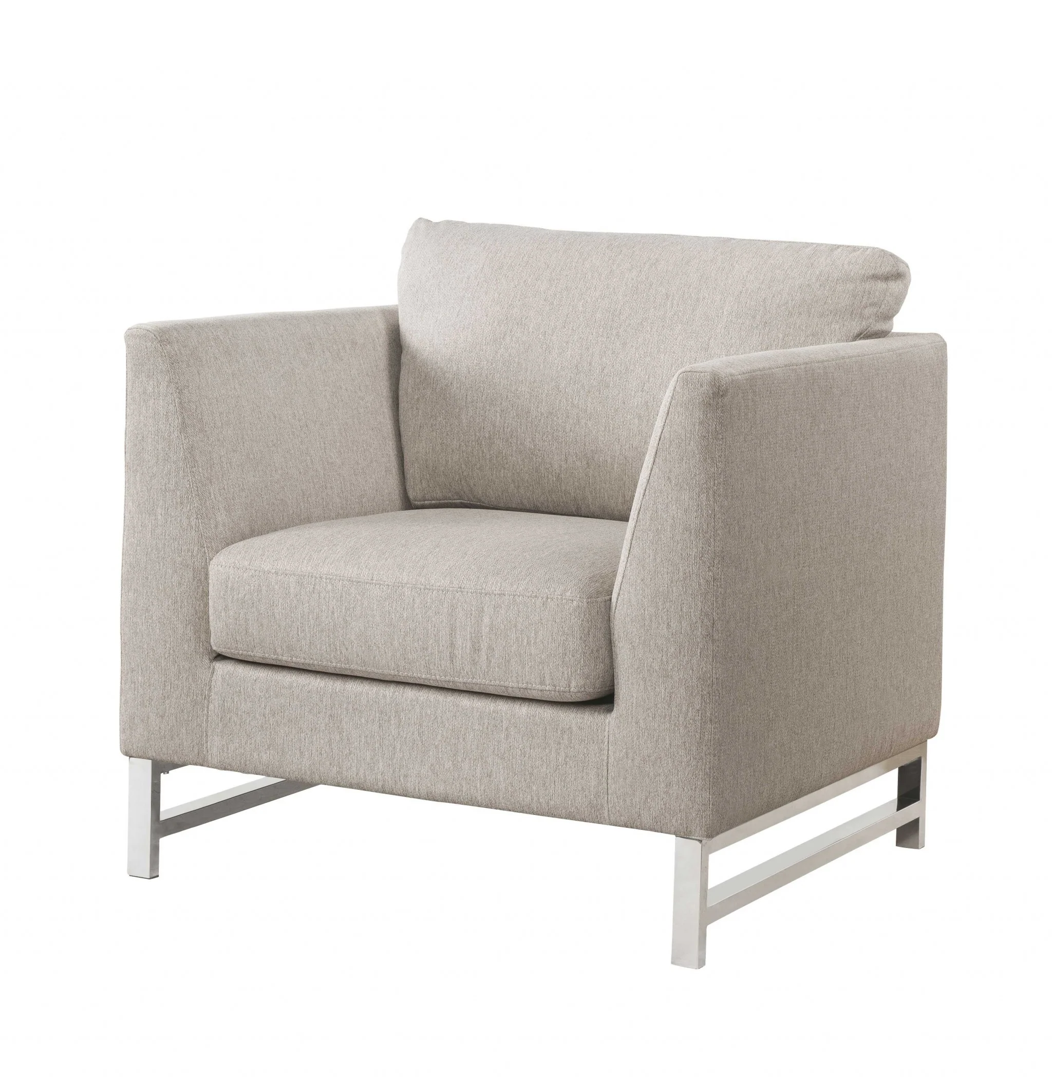 Beige Linen Upholstery Metal Leg Chair By Homeroots