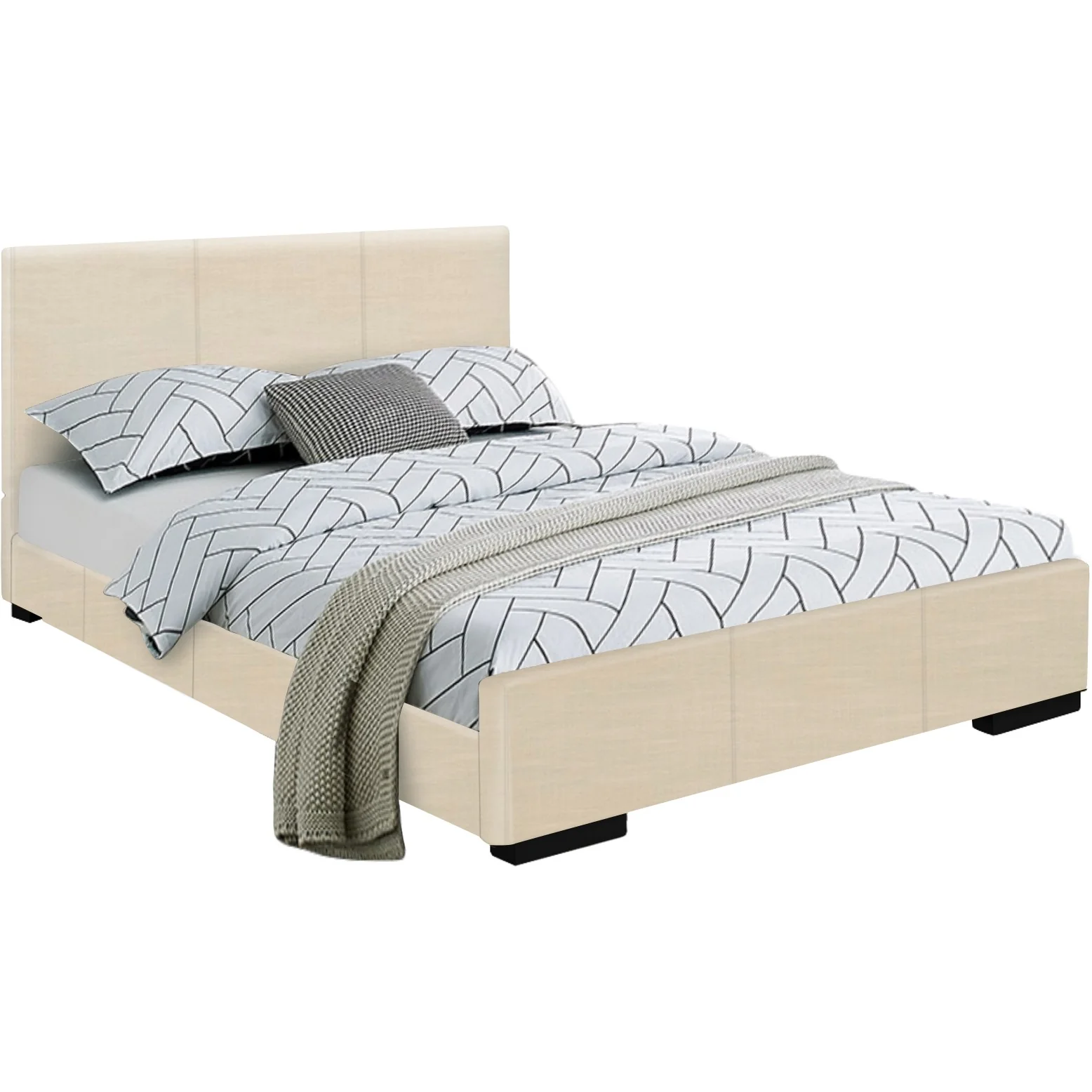 Beige Platform King Bed By Homeroots - Image 2