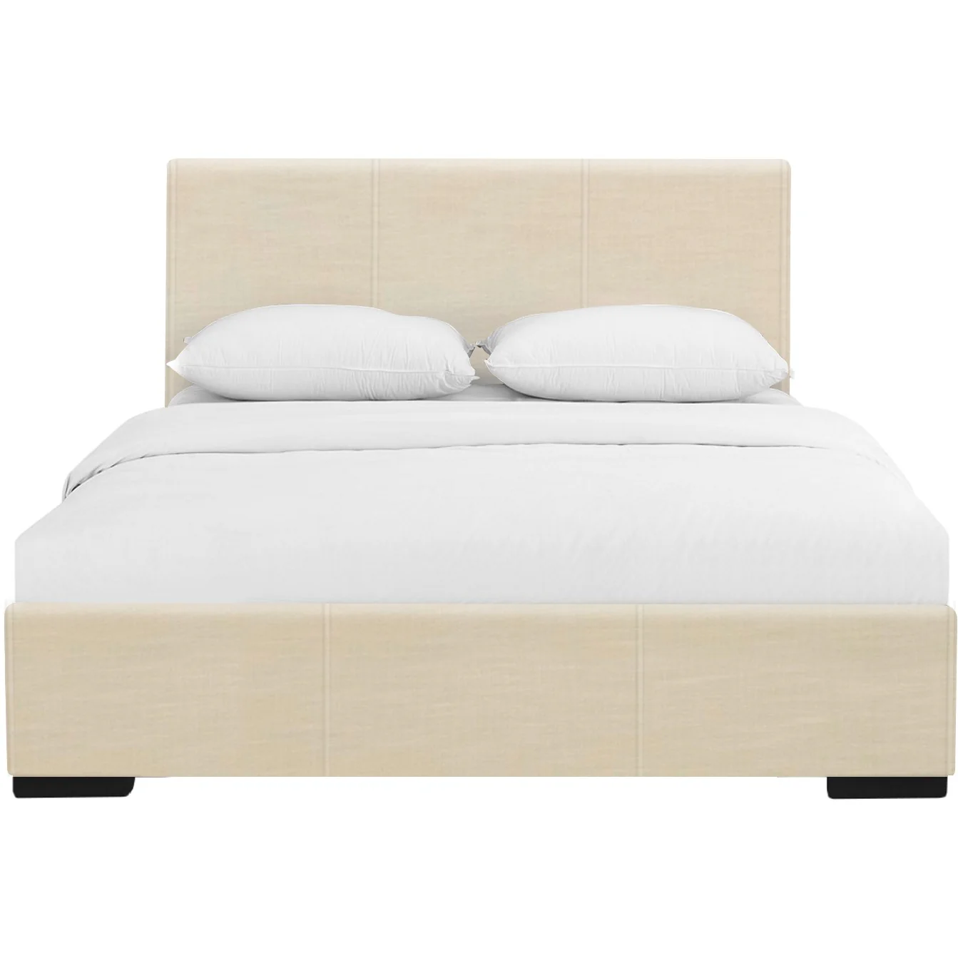 Beige Upholstered Queen Platform Bed By Homeroots - Image 2