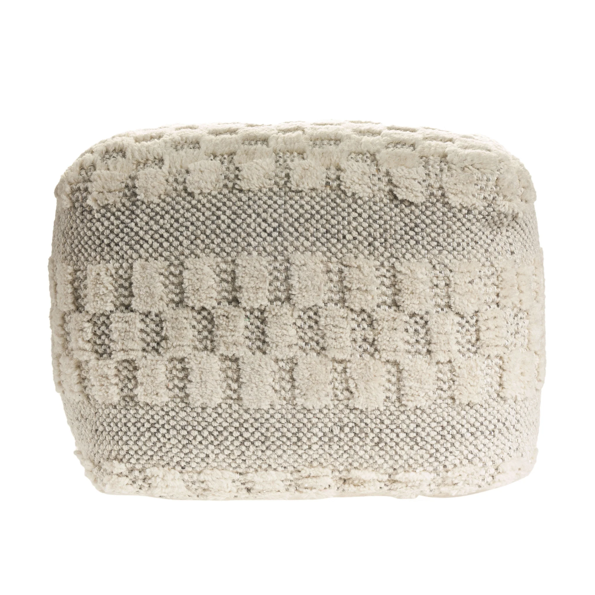 Beige Wool Ottoman By Homeroots - Image 3