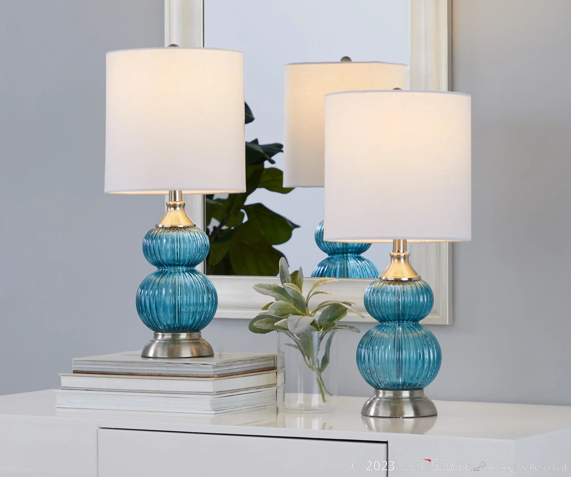 Belle 20" Glass Accent Lamp - Set of 2 By LumiSource - GTG21-BELLE BUBNIW2