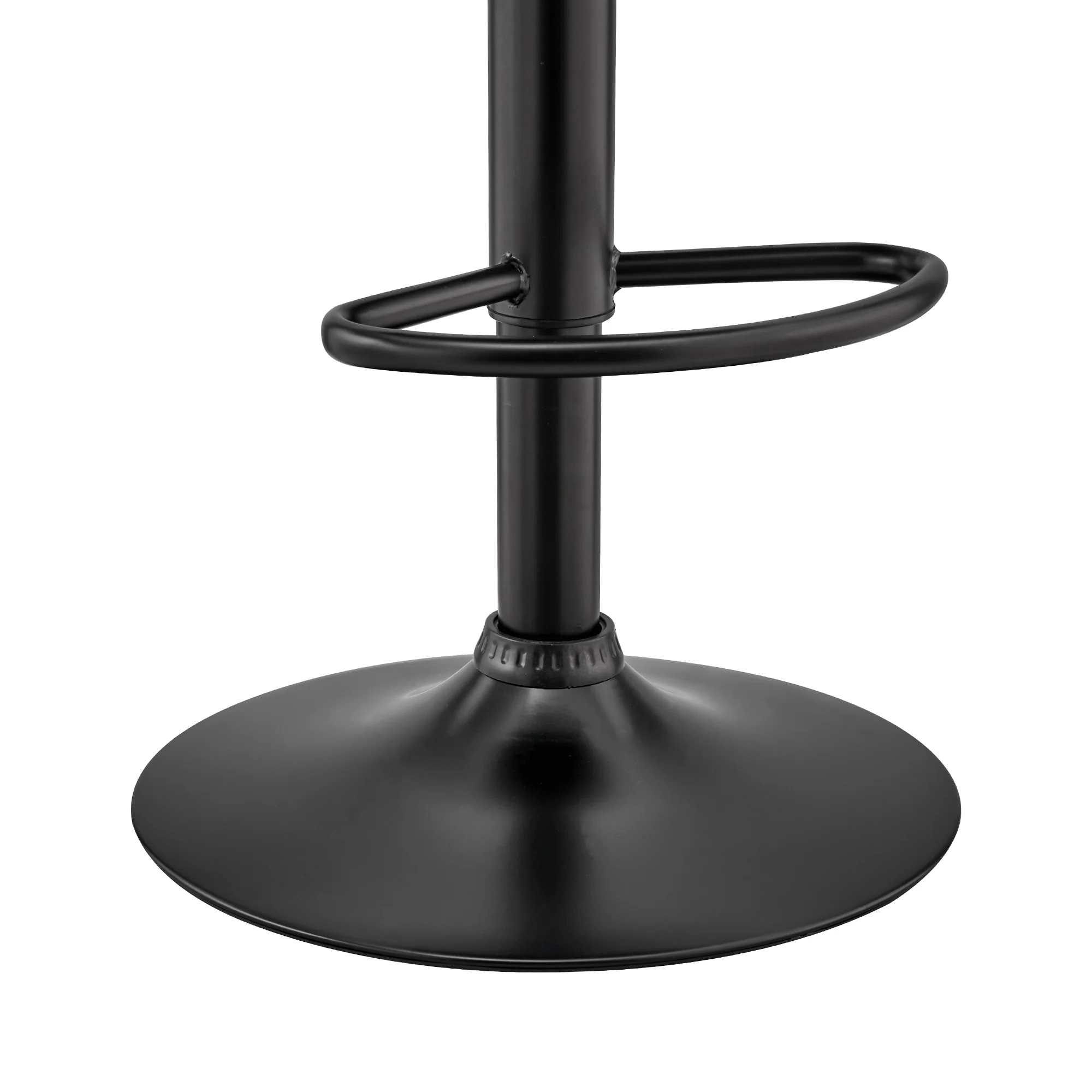 Benson Adjustable Black Faux Leather and Walnut Wood Bar Stool with Black Base By Armen Living - Image 8
