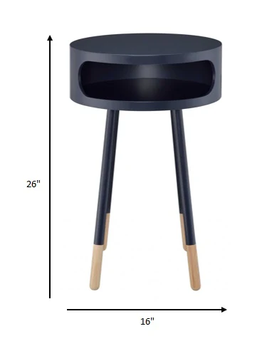 Bentwood Black Retro Round Wooden End Table By Homeroots - Image 6