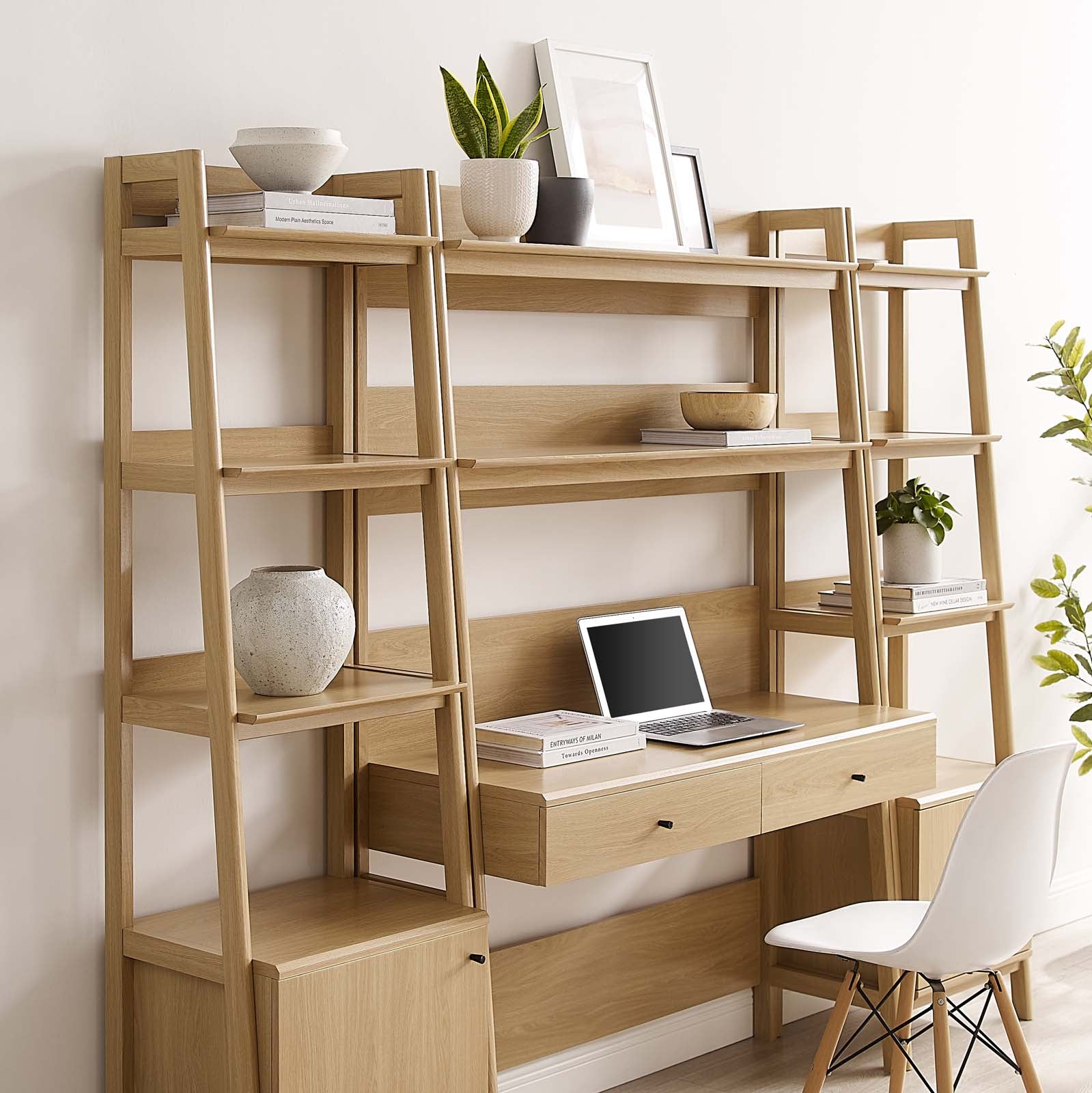 Bixby 3-Piece Wood Office Desk and Bookshelf By Modway - EEI-6114 - Image 4