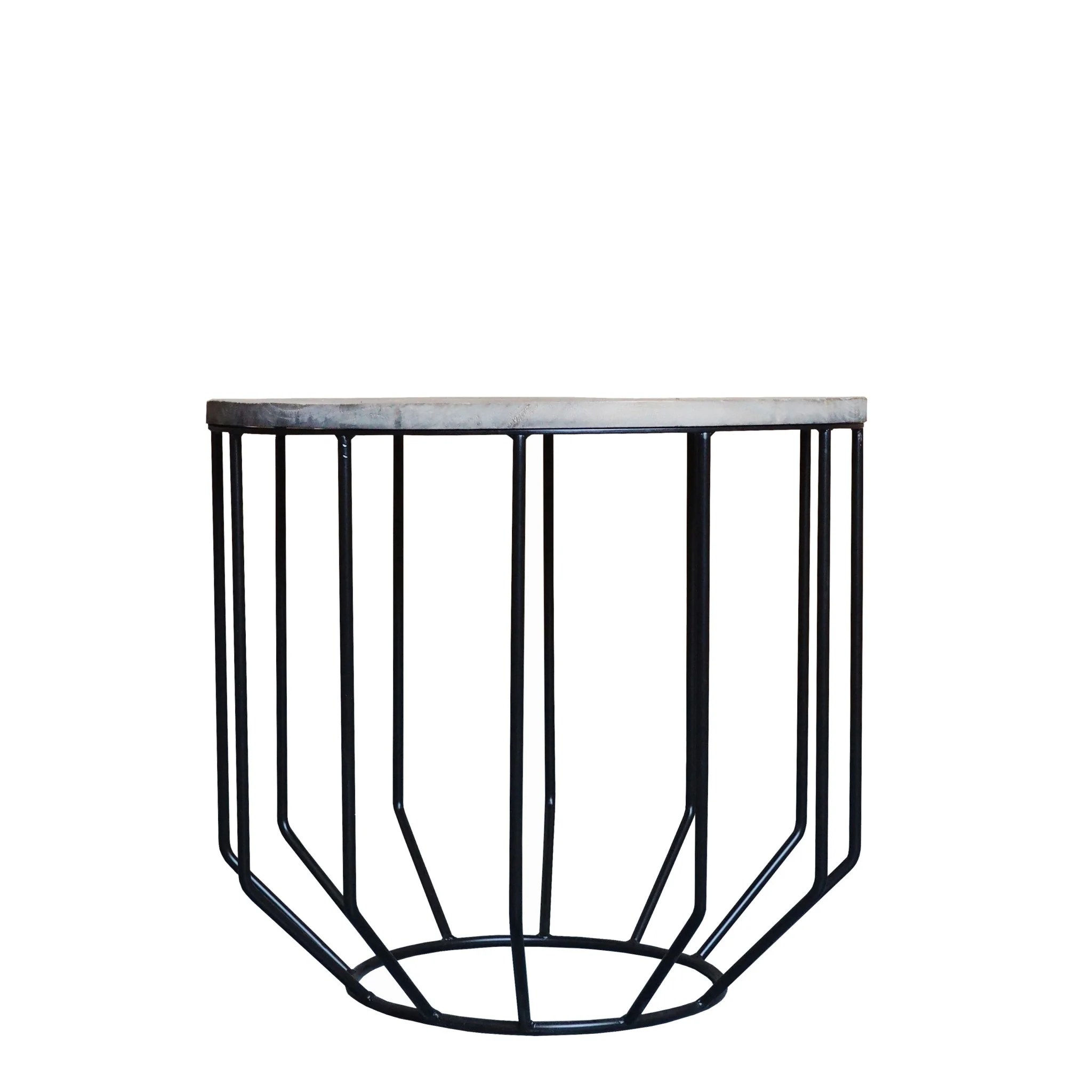 Black And Brown Solid Wood And Iron Round End Table By Homeroots