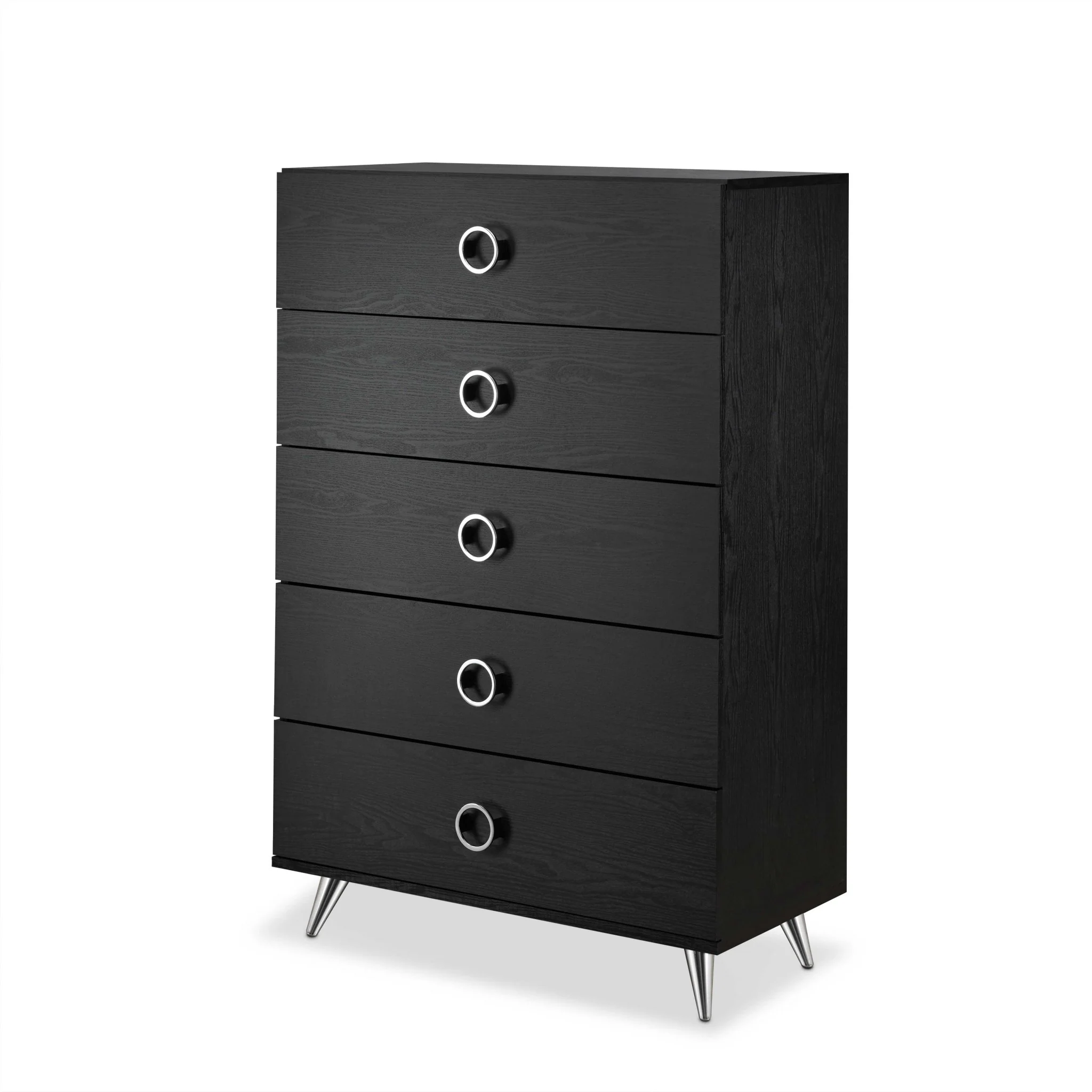 Black And Chrome Particle Board Chest By Homeroots