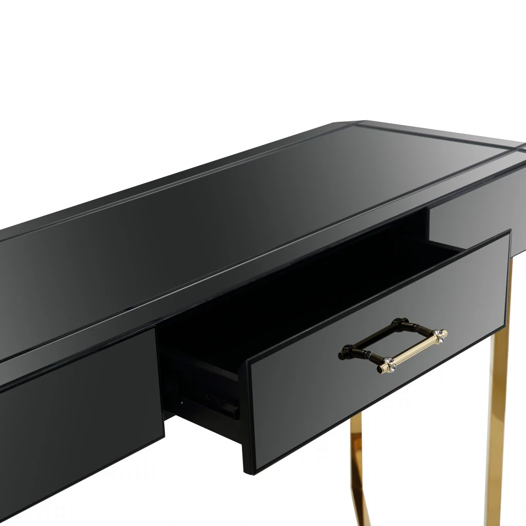 Black and Gold Console Table By Homeroots - Image 7