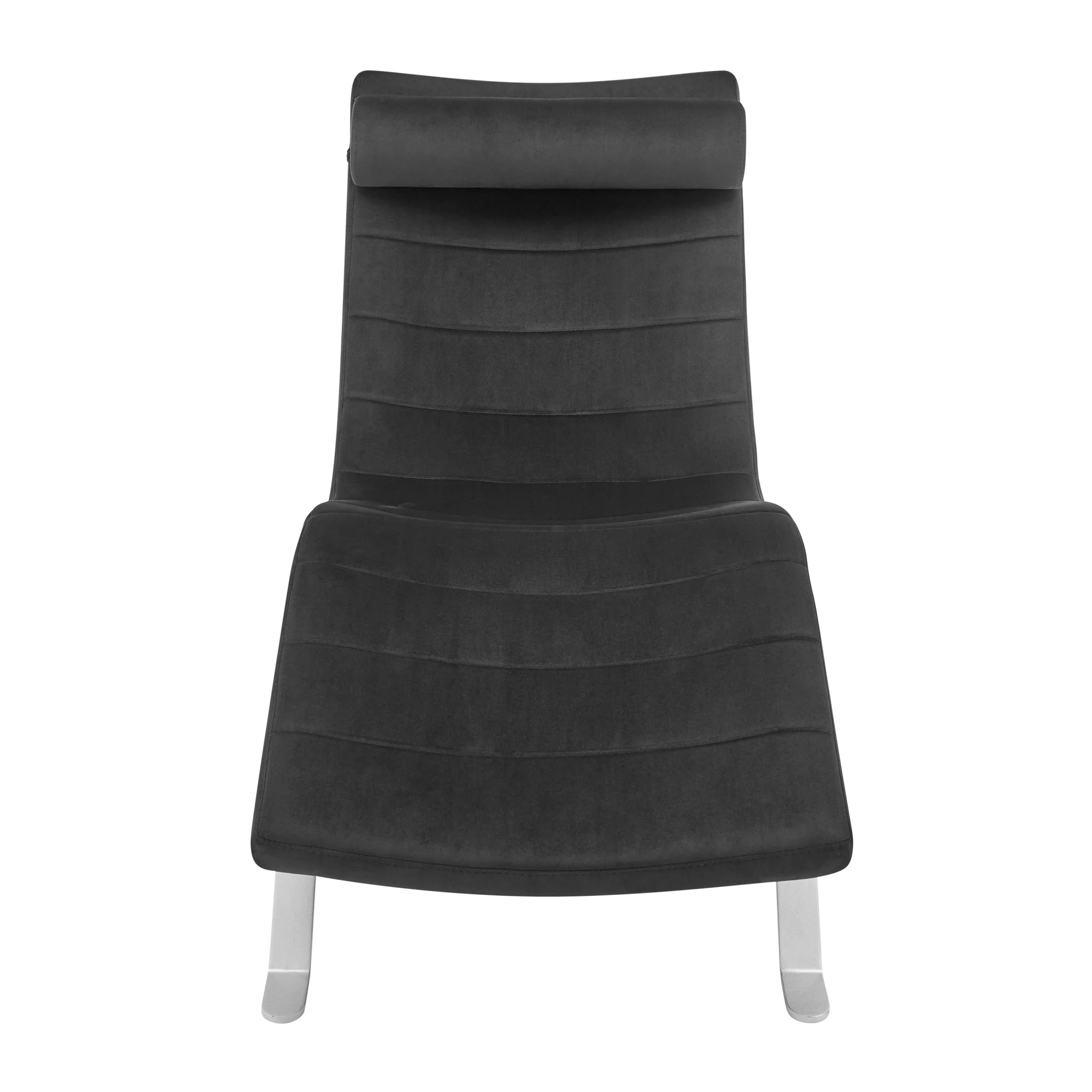 Black and Silver Velvet Lounge Chair By Homeroots