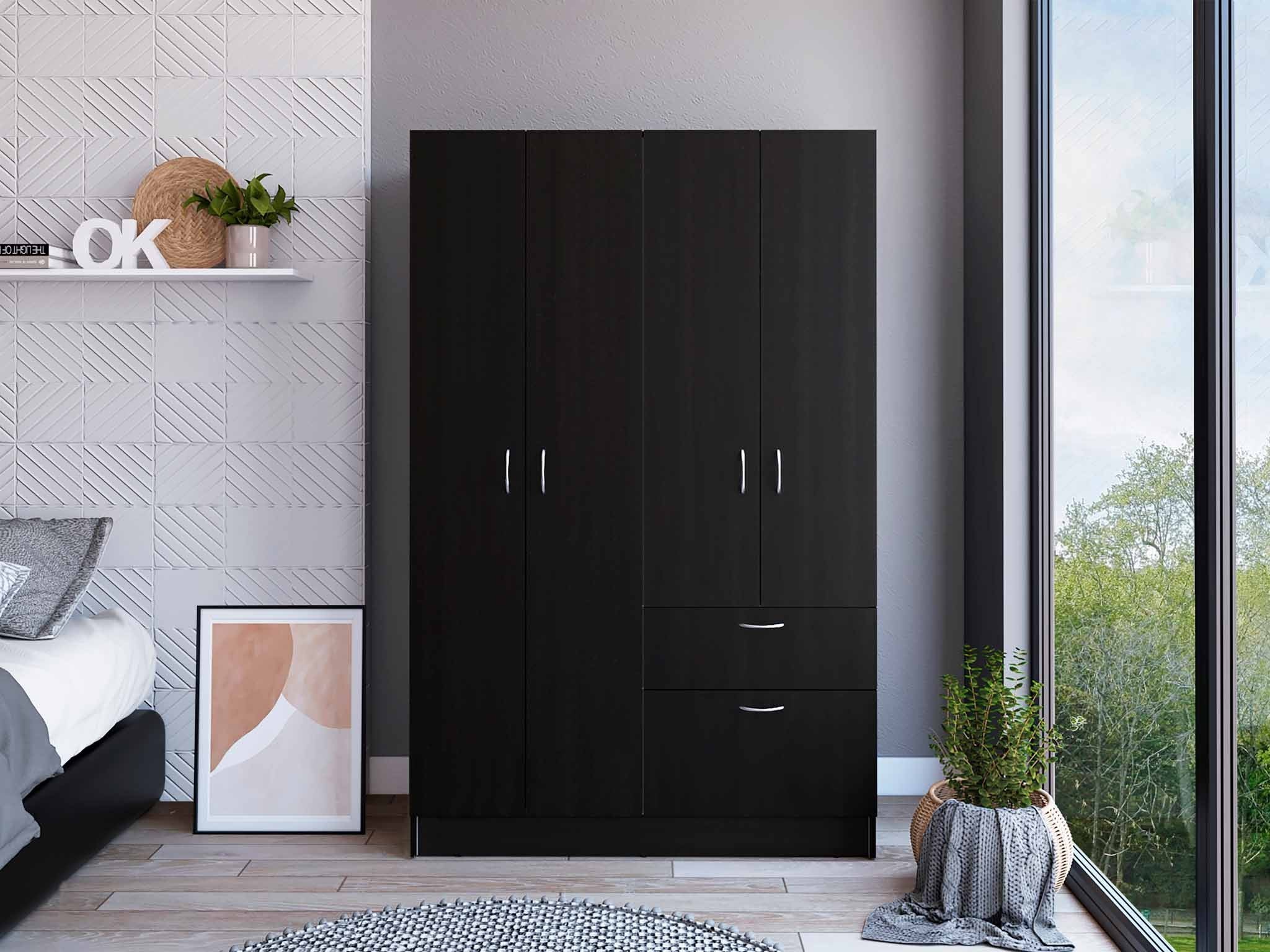 Black and White Tall Four Door Closet By Homeroots