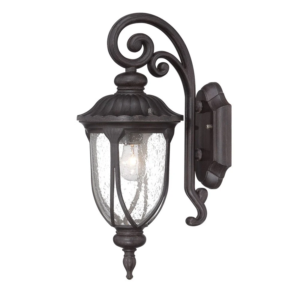 Black Cast Aluminum Glass Lantern Wall Sconce By Homeroots