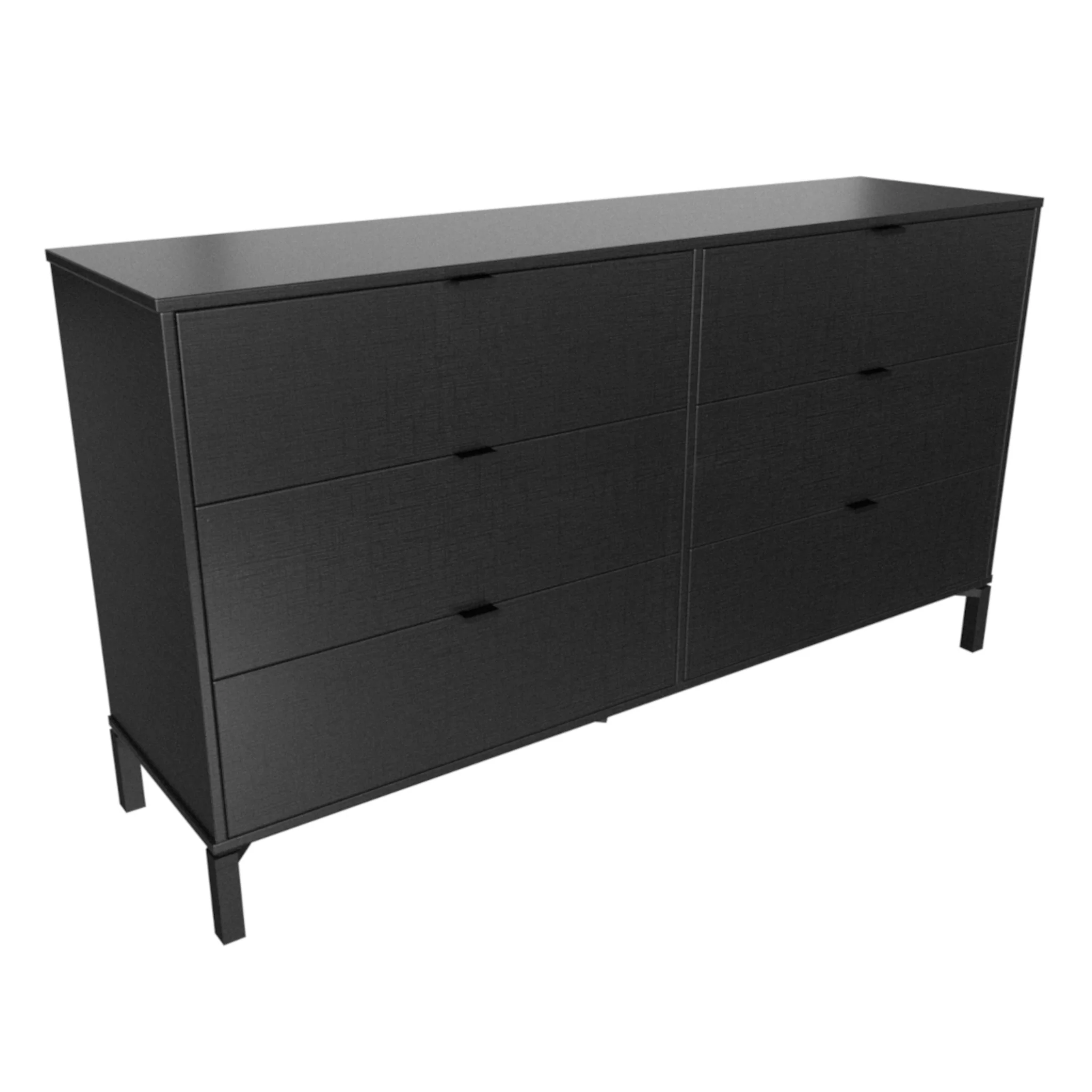 Black Charcoal Six Drawer Double Dresser By Homeroots