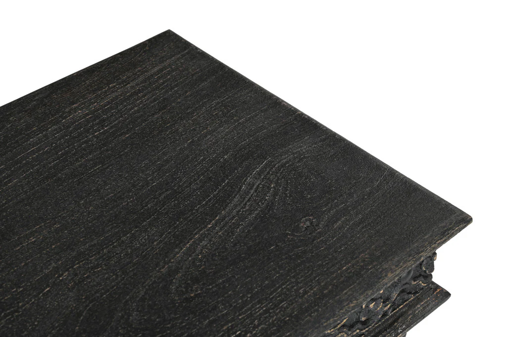 Black Distressed Solid Wood Square End Table By Homeroots - Image 5