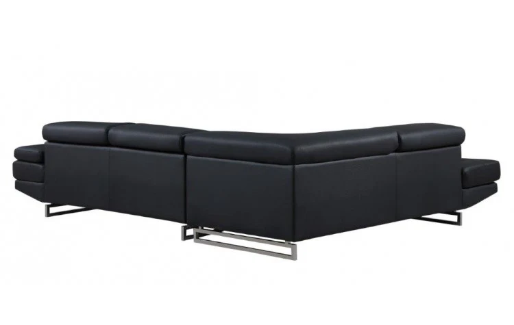 Black Faux Leather Stationary L Shaped Two Piece Sofa And Chaise By Homeroots