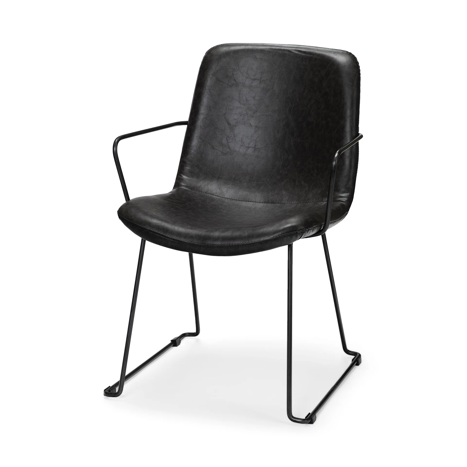 Black Faux Leather With Seat Black Iron Frame Dining Chair By Homeroots