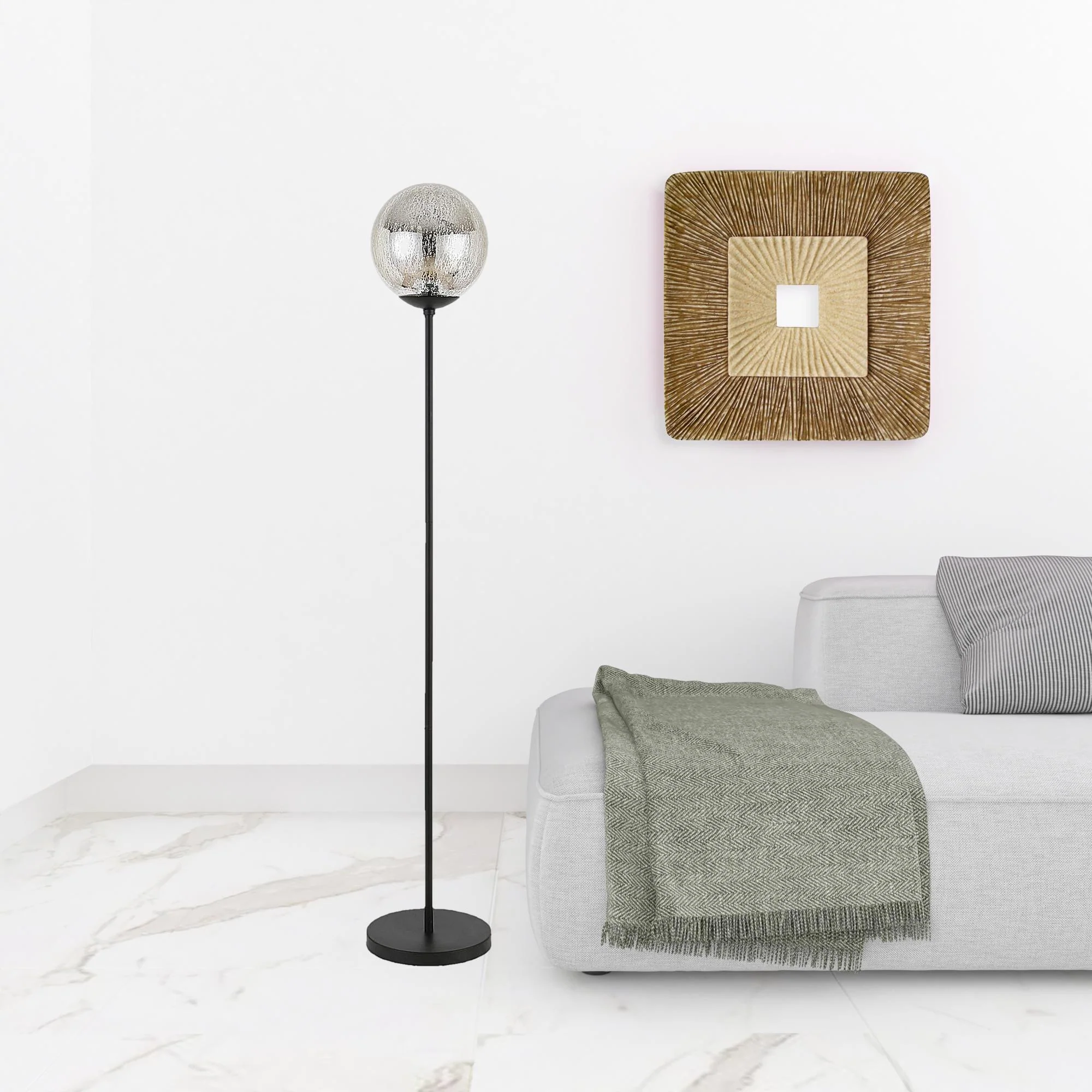 Black Floor Lamp With Gold Mercury Glass Globe By Homeroots - Image 4