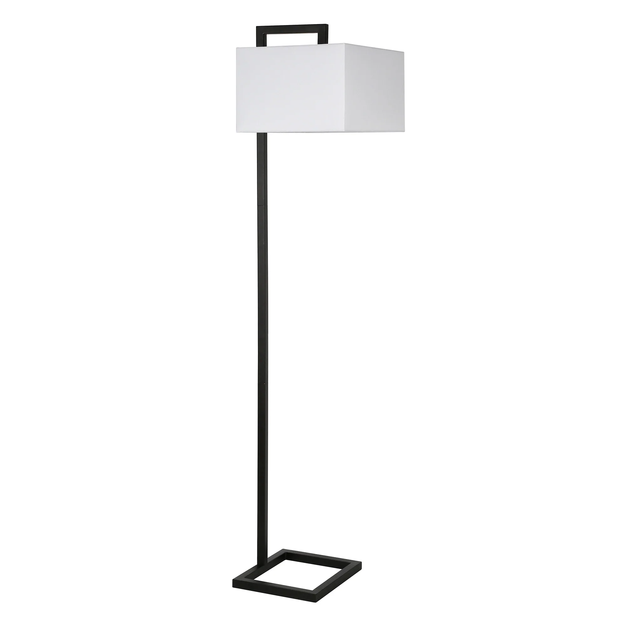 Black Floor Lamp With White Frosted Glass Rectangular Shade By Homeroots