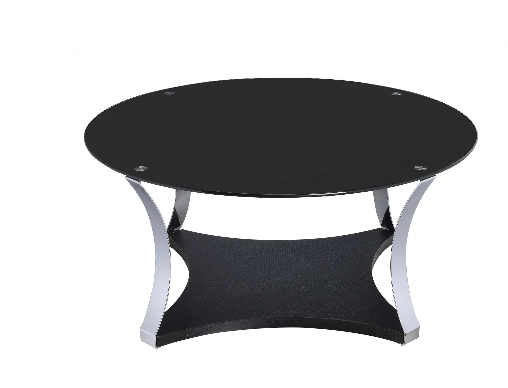 Black Glass And Chrome Coffee Table By Homeroots