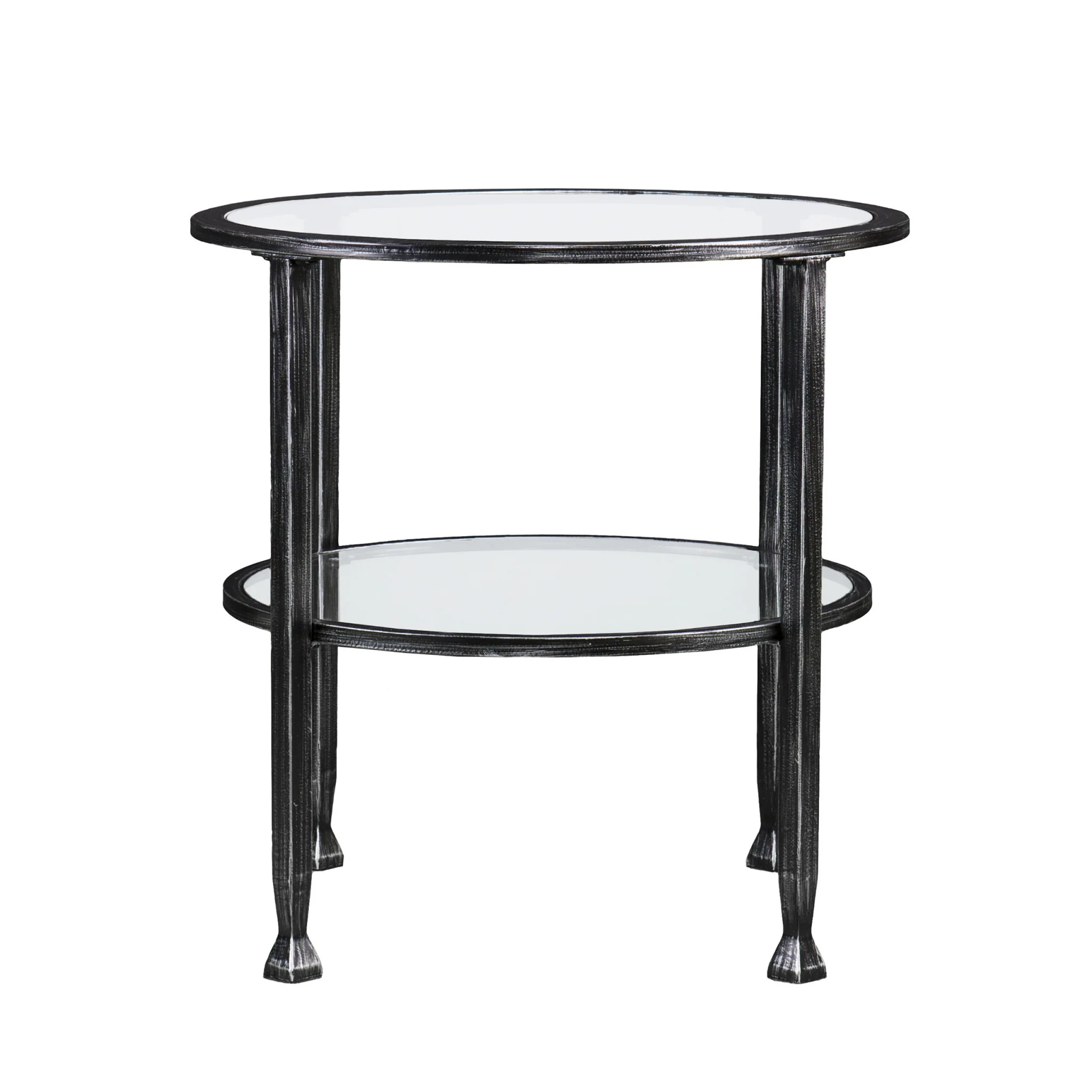 Black Glass And Iron Round End Table By Homeroots - Image 3