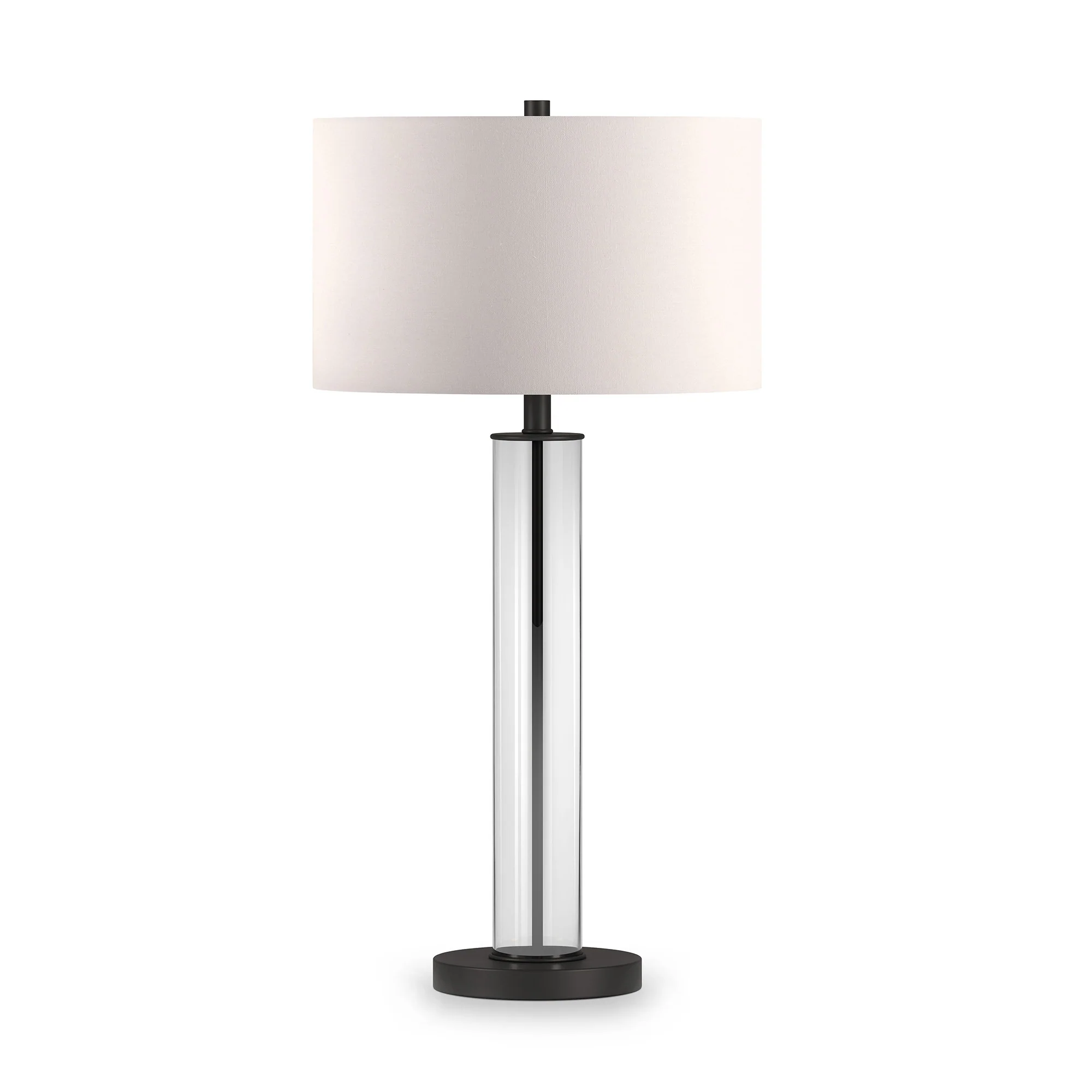 Black Glass Table Lamp With White Drum Shade By Homeroots