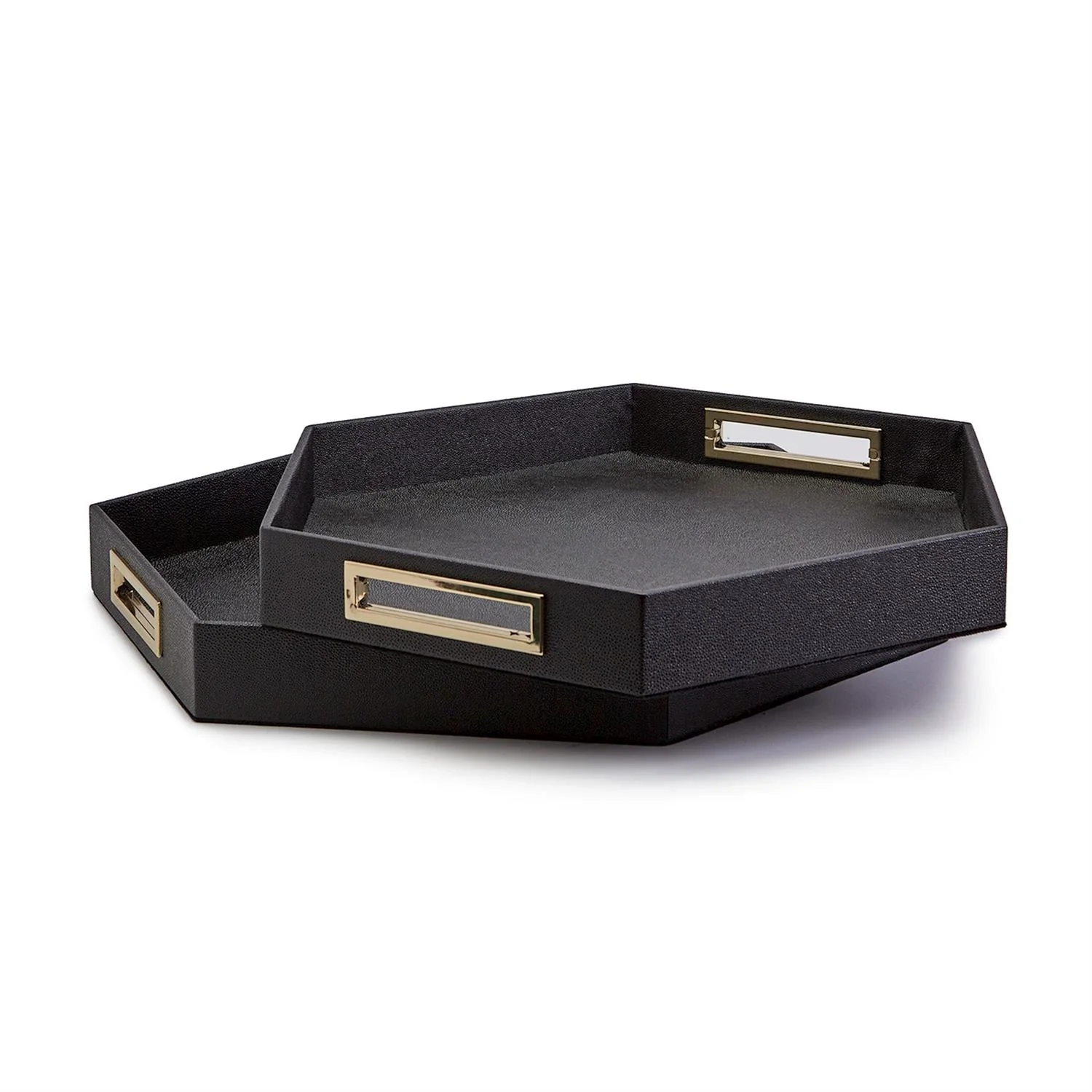 Black Hexagon Stingray Tray Set Of 6 By Tozai Home