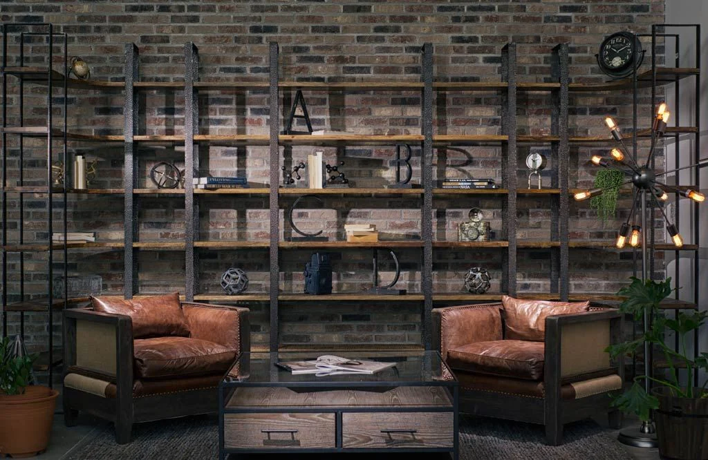 Black Iron Framed Curved Wooden Shelving Unit By Homeroots