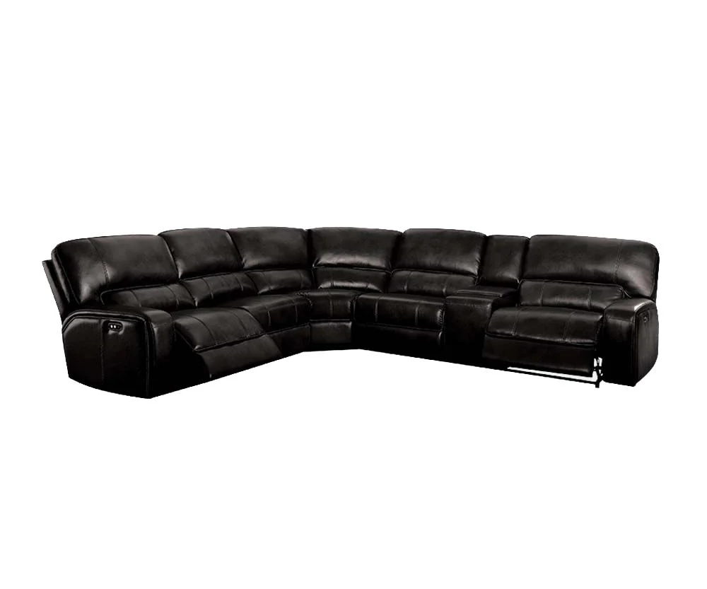 Black Leather-Aire Upholstery Metal Reclining Mechanism Sectional Sofa (Power MotionUSB Dock) By Homeroots