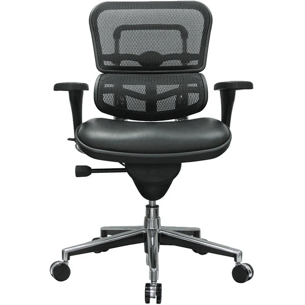 Black Leather / Mesh Chair By Homeroots - 372388