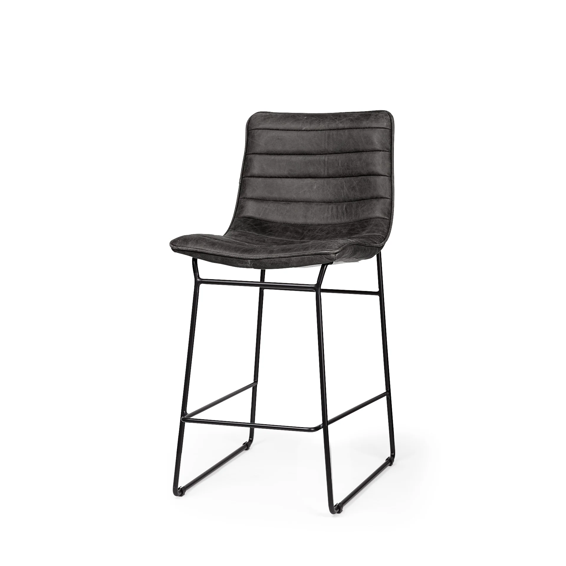 Black Leather Metal Frame Counter Stool By Homeroots