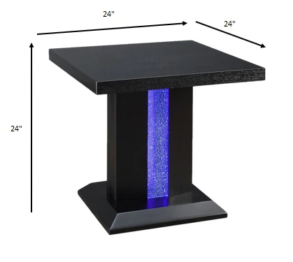 Black LED Wood Glass End Table By Homeroots - Image 5