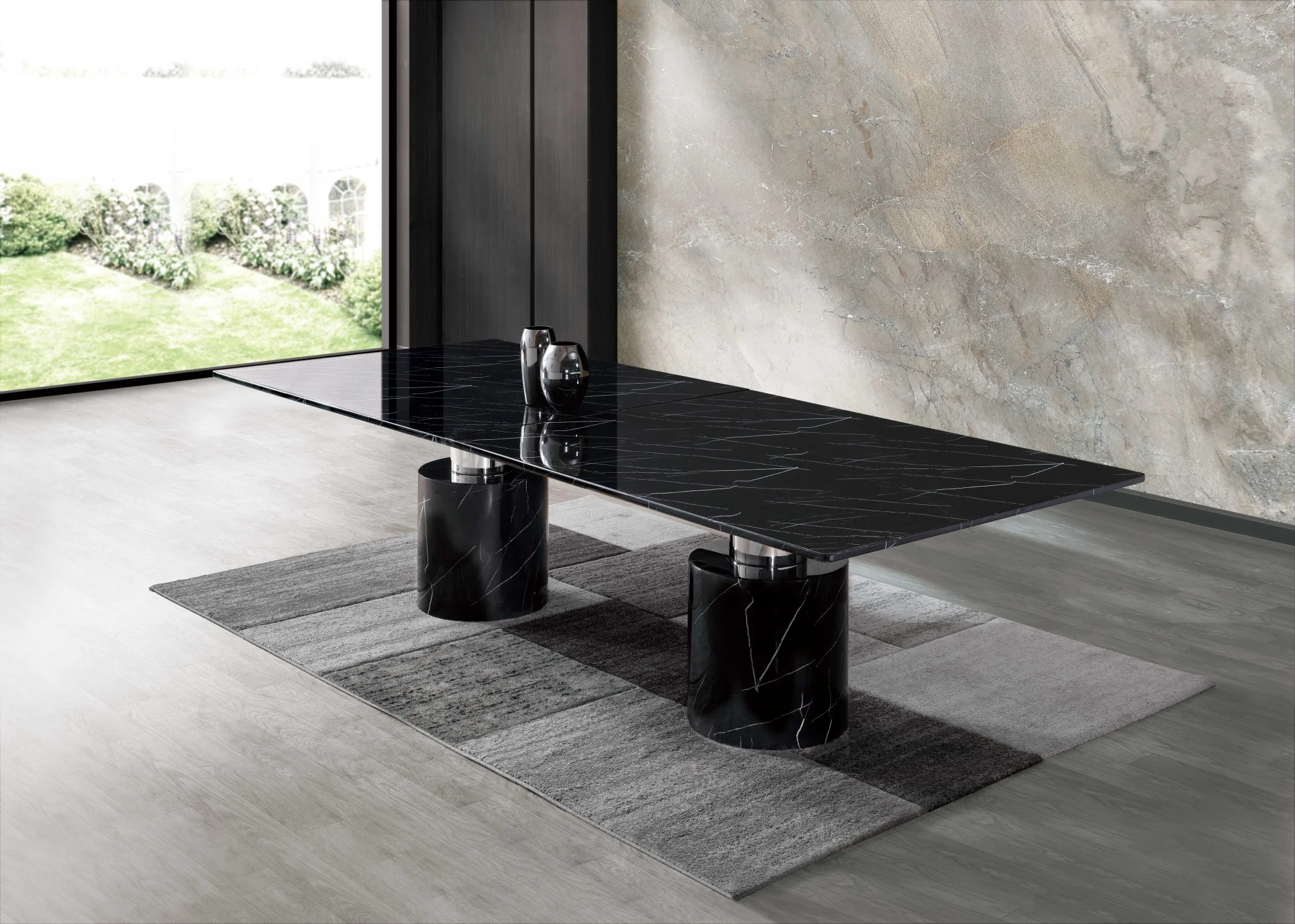 Black Marble Stainless Steel Dining Table By Homeroots