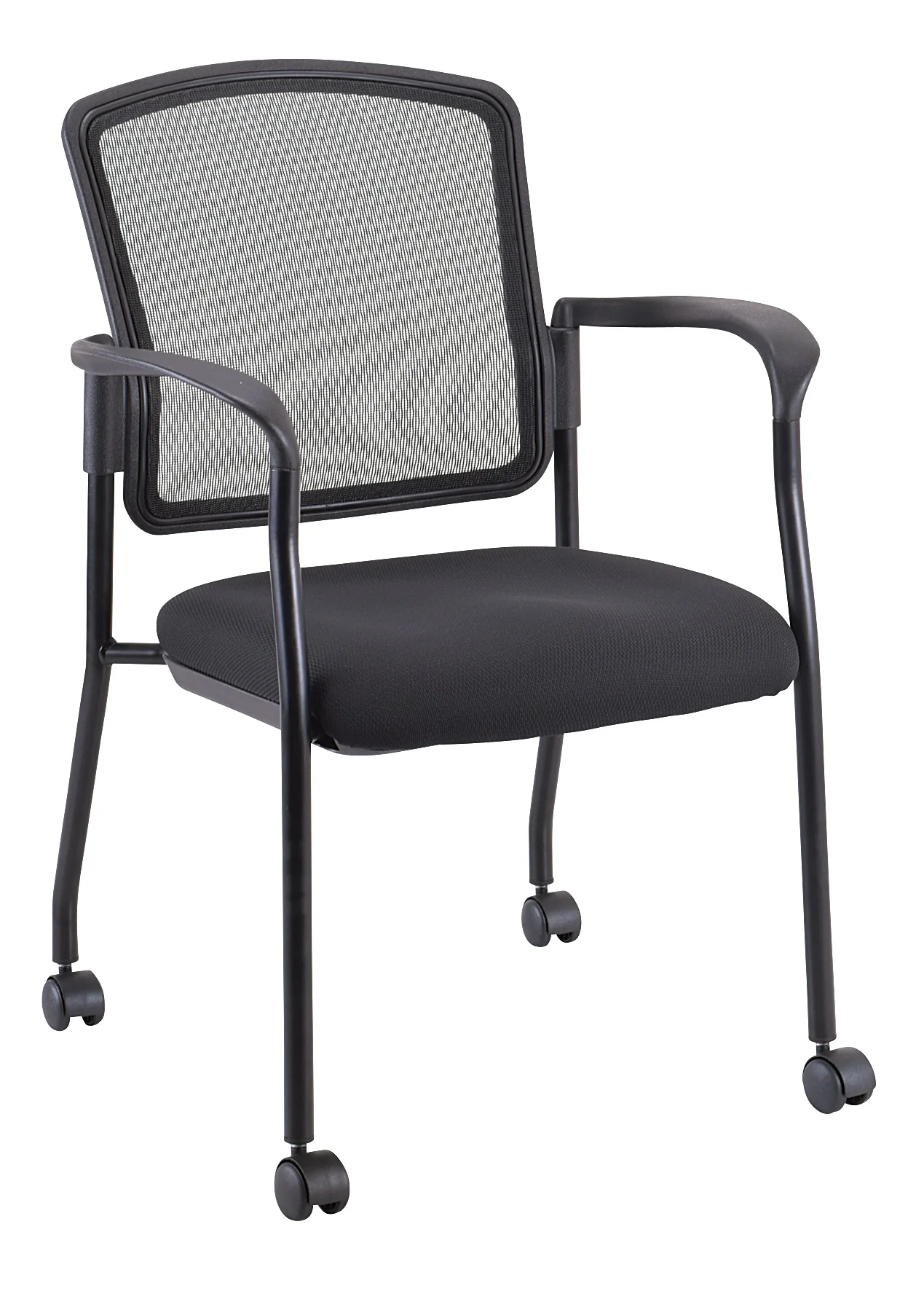 Black Mesh Fabric Rolling Guest Arm Chair By Homeroots