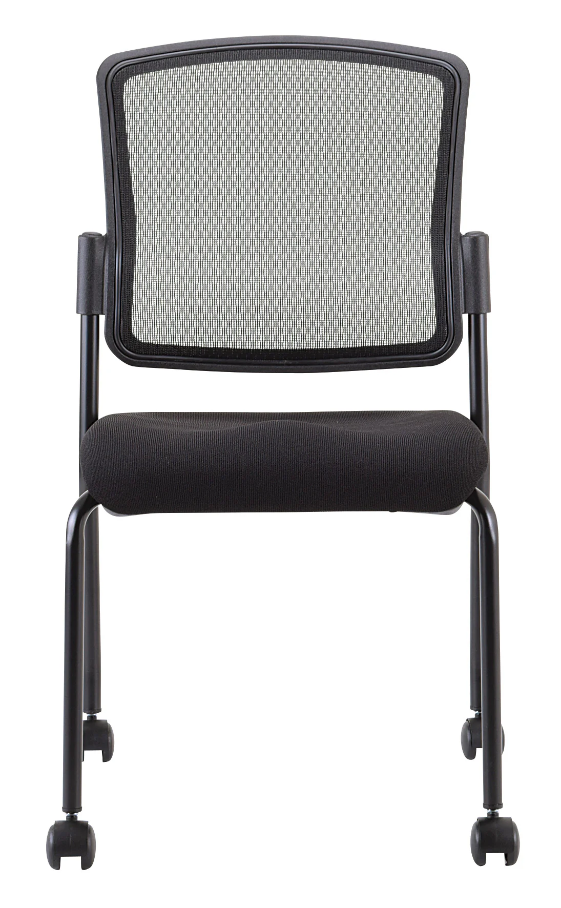 Black Mesh Fabric Rolling Guest Chair By Homeroots