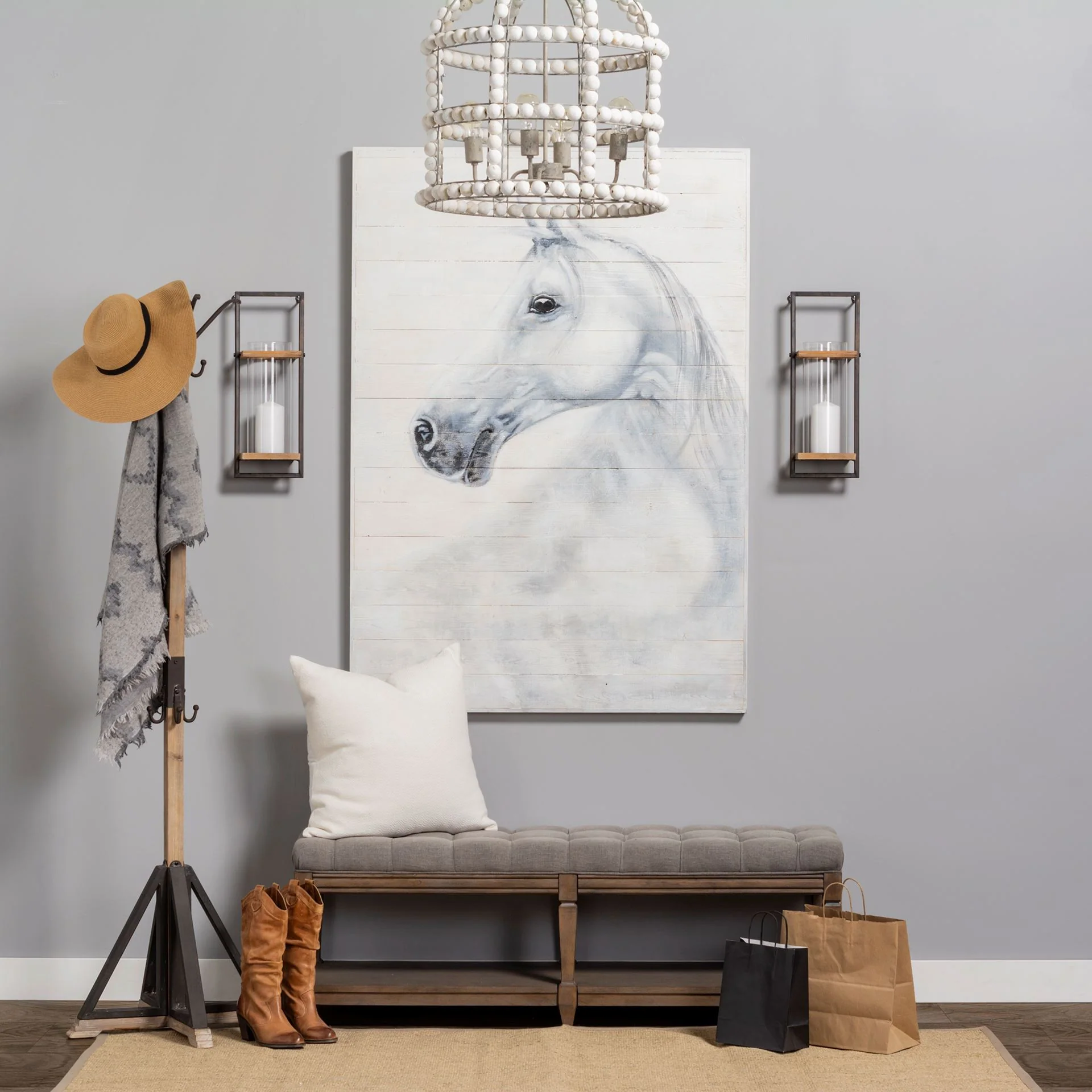 Black Metal and Wooden Coat Rack with Multiple Hooks By Homeroots