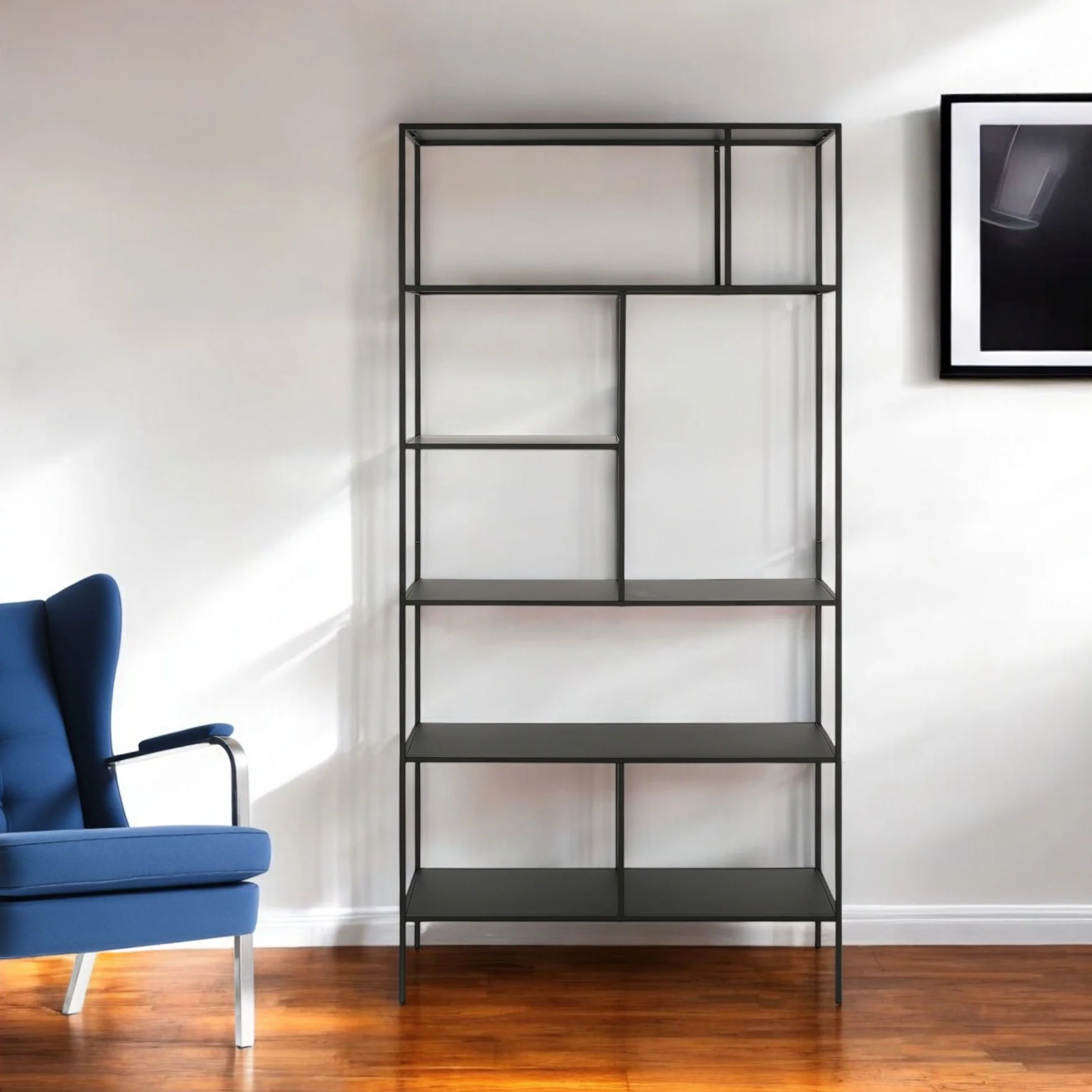 Black Metal Six Tier Etagere Bookcase By Homeroots