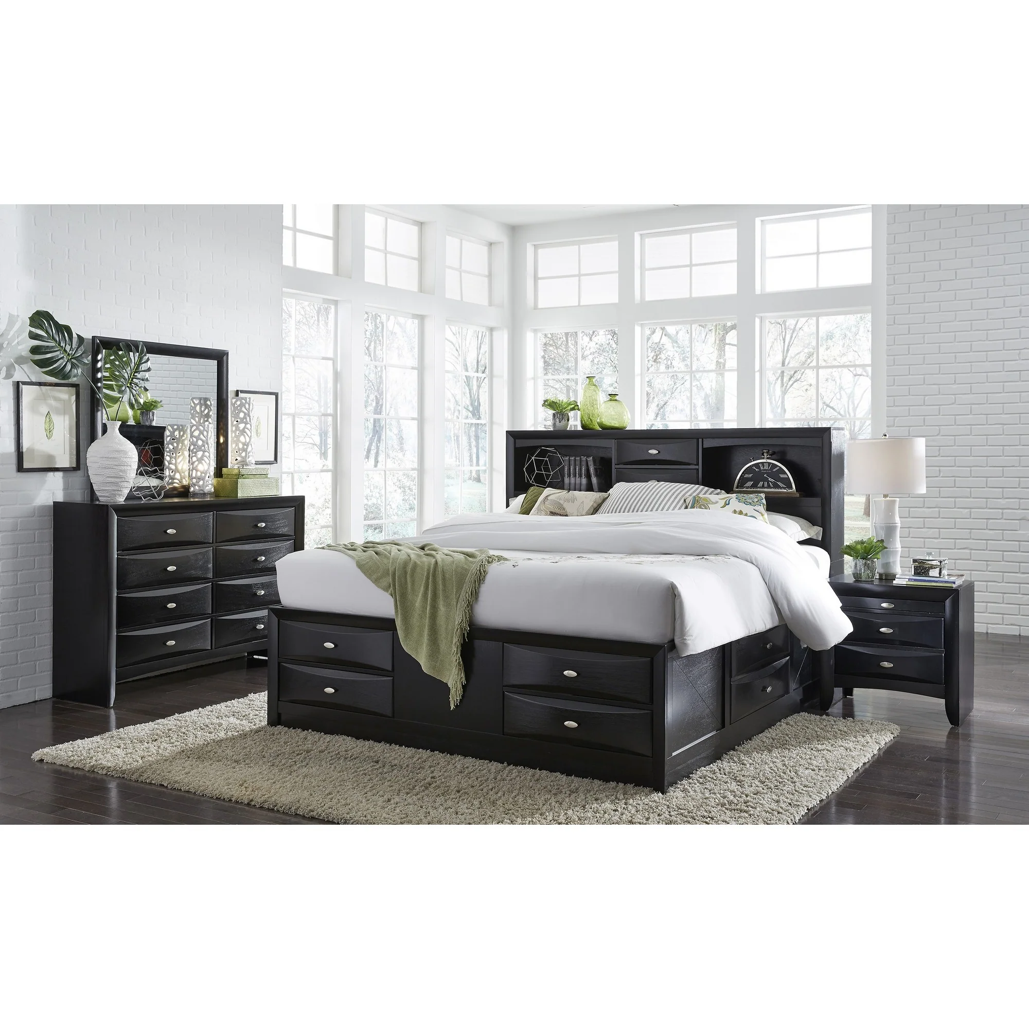 Black Nightstand With 2 Chambered Drawer By Homeroots