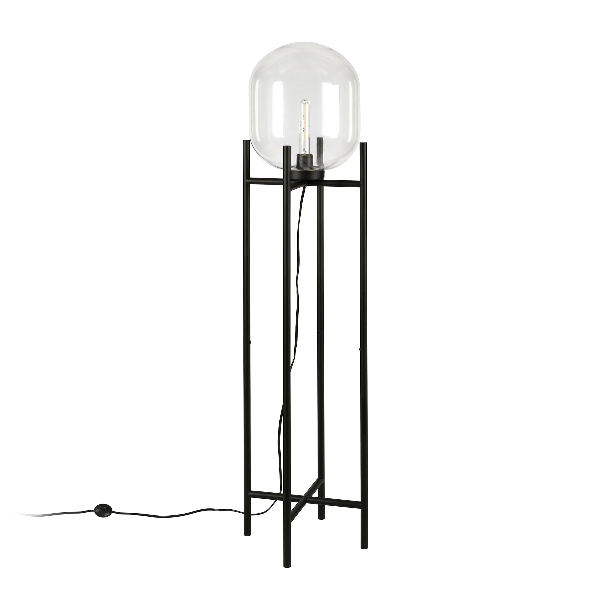 Black Novelty Floor Lamp With Clear Transparent Glass Globe Shade By Homeroots