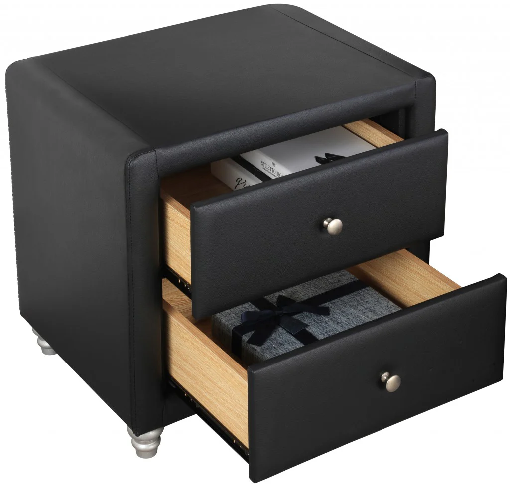Black Platform King Bed With Two Nightstands By Homeroots - 397020 - Image 6