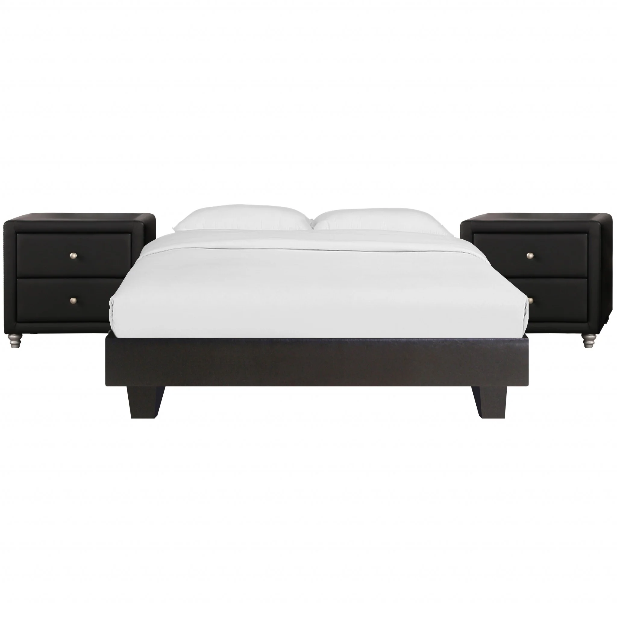 Black Platform Queen Bed With Two Nightstands By Homeroots - 397009 - Image 3