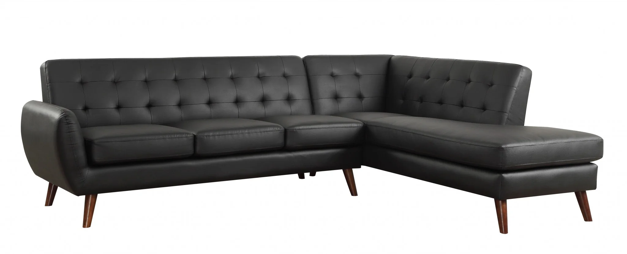 Black PU Sectional Sofa By Homeroots