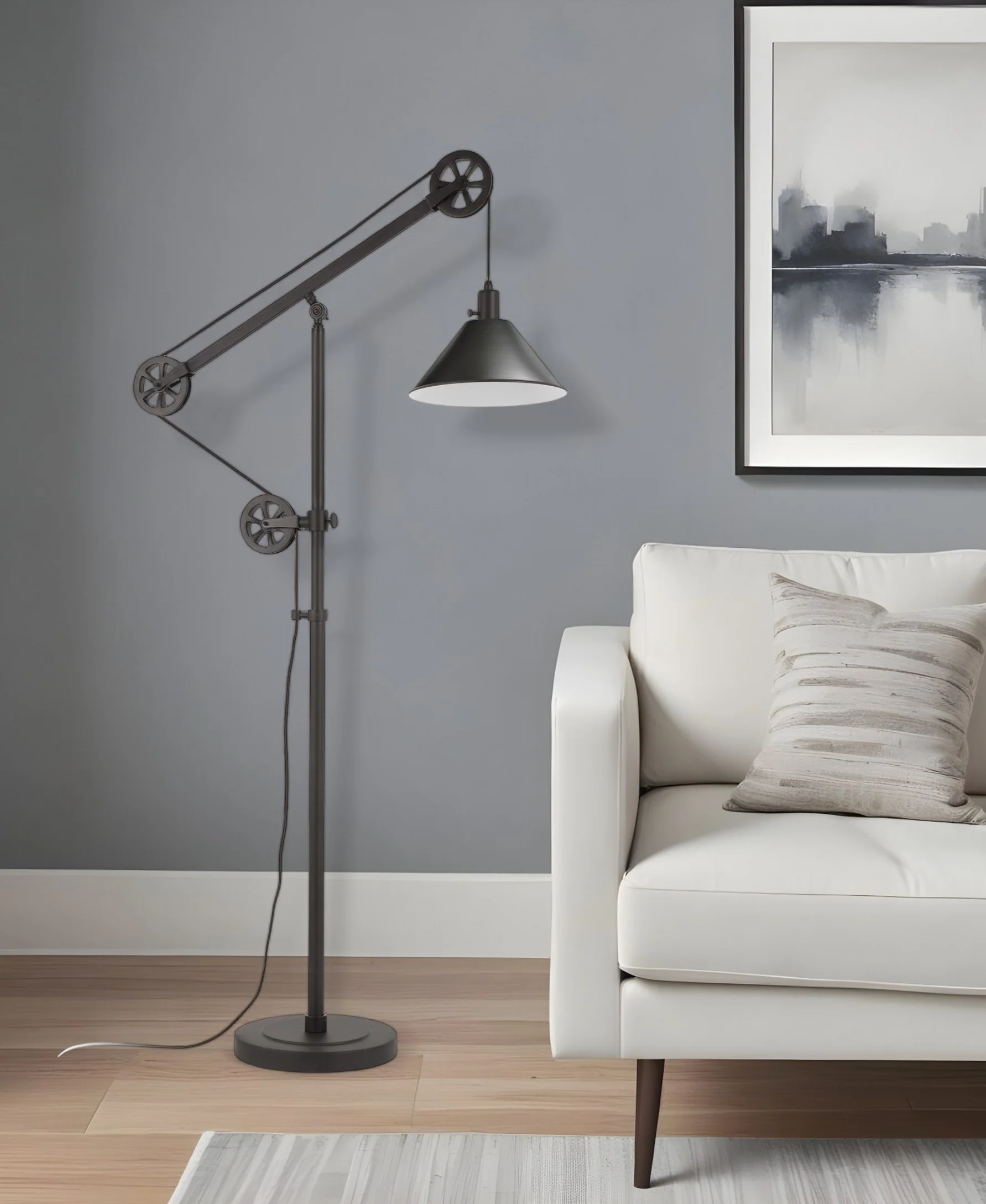 Black Reading Floor Lamp With Black Cone Shade By Homeroots