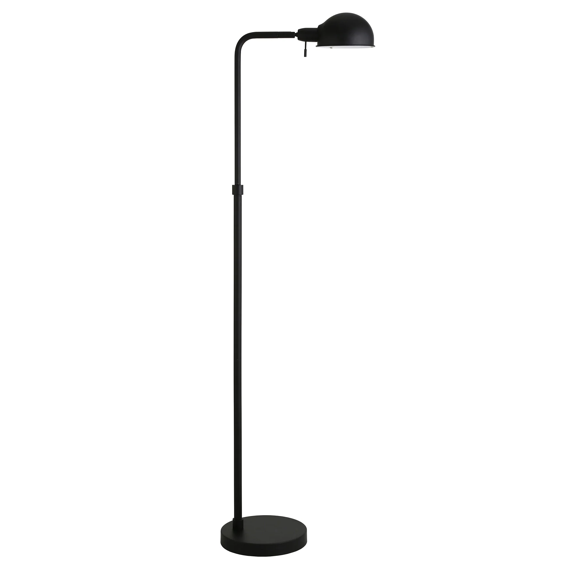 Black Reading Floor Lamp With Black Dome Shade By Homeroots