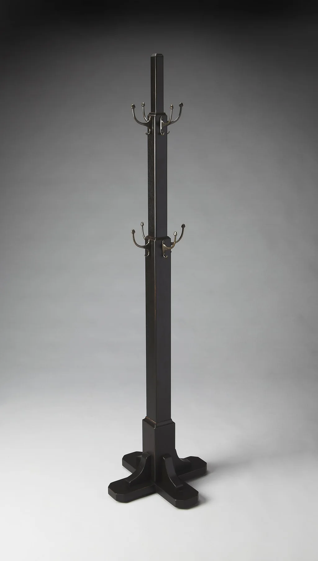 Black Solid Hardwood Coat Tree Rack By Homeroots