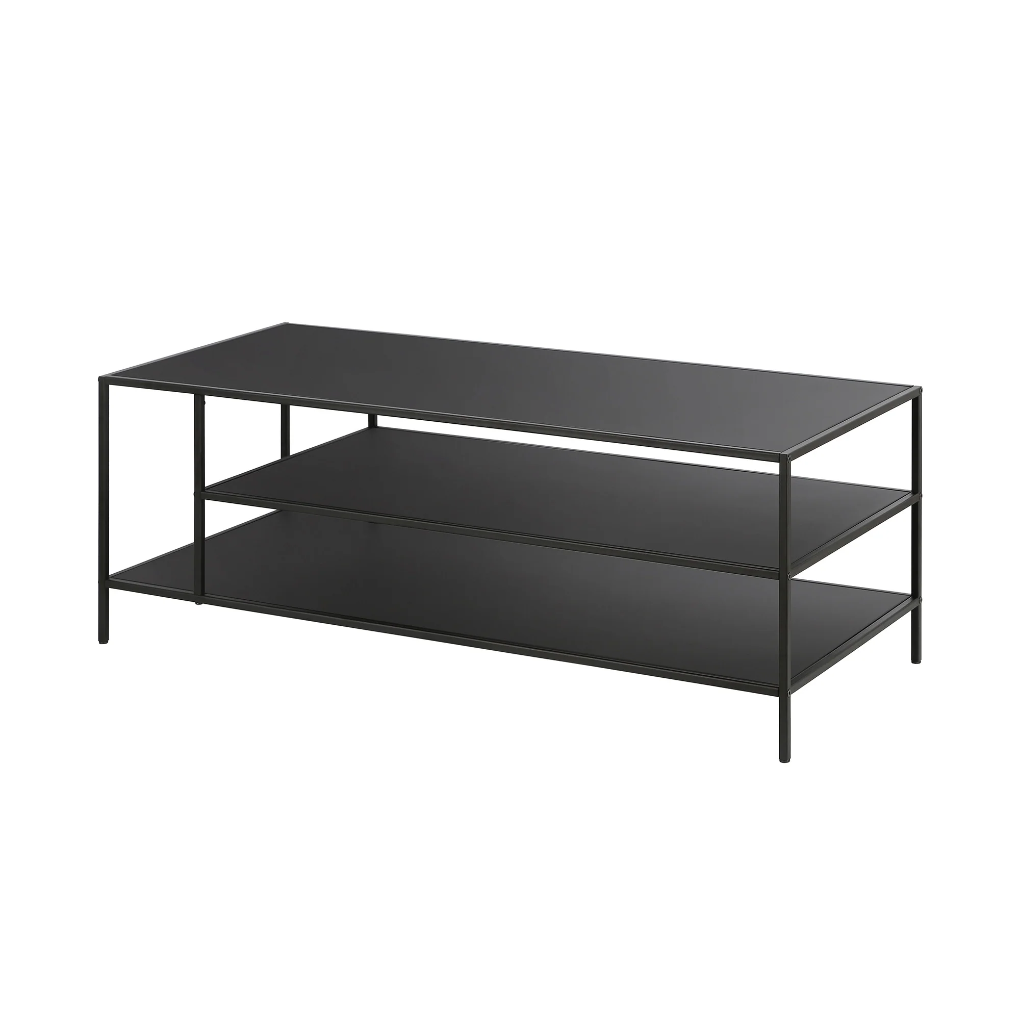 Black Steel Coffee Table With Two Shelves By Homeroots