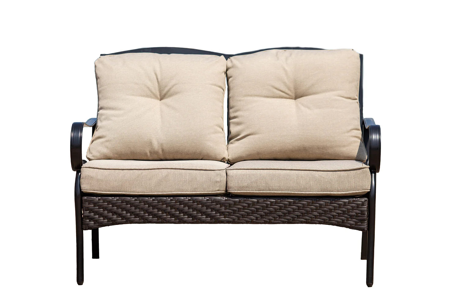 Black Steel Sofa with Beige Cushions By Homeroots - 374052