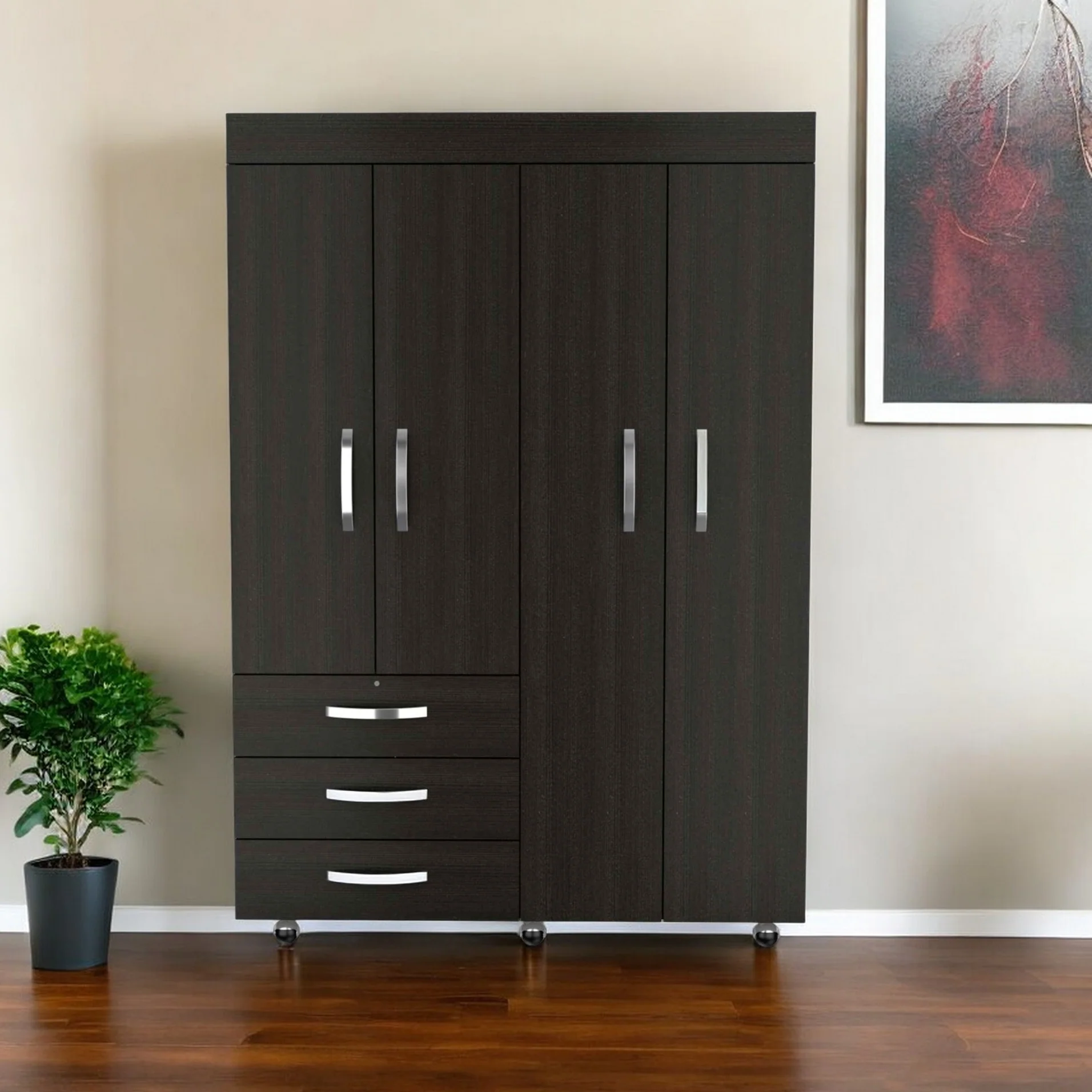 Black Three Drawer Combo Dresser By Homeroots