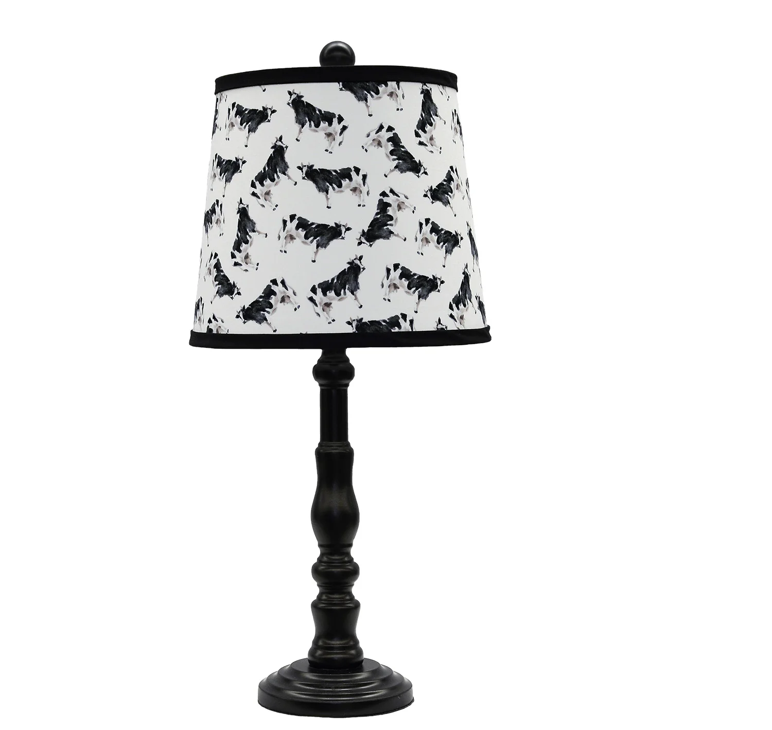 Black Traditional Table Lamp with Cow Printed Shade By Homeroots
