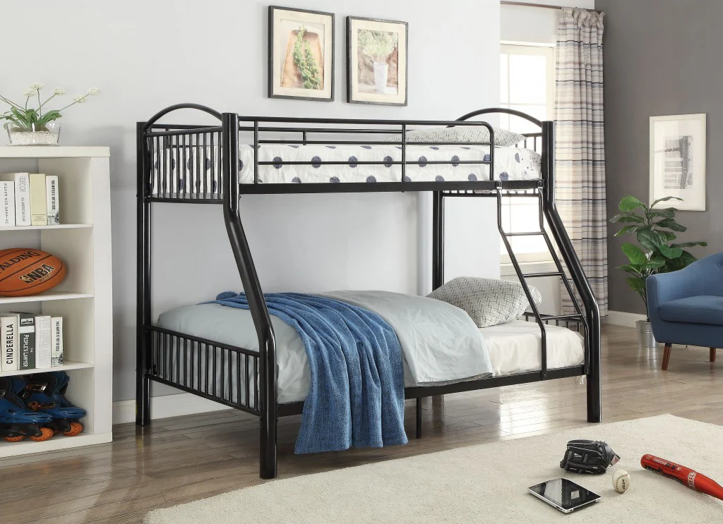 Black Traditional Twin Over Full Bunk Bed By Homeroots