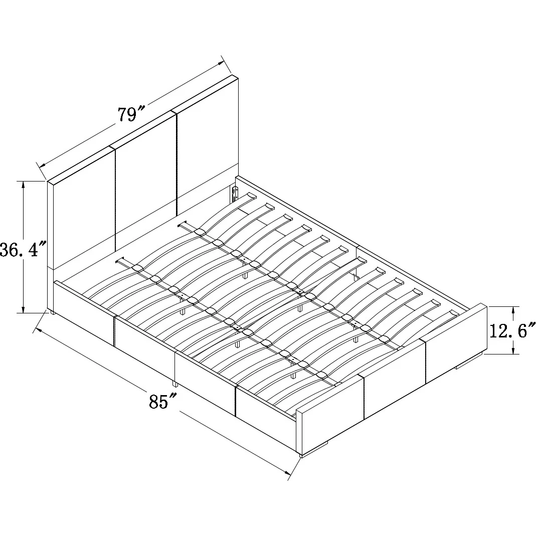 Black Upholstered King Platform Bed By Homeroots - Image 5